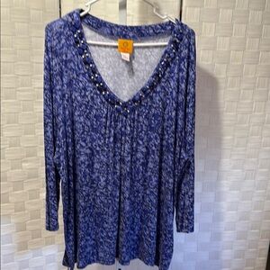 Ruby Rd Blue‎ Beaded Women's Top